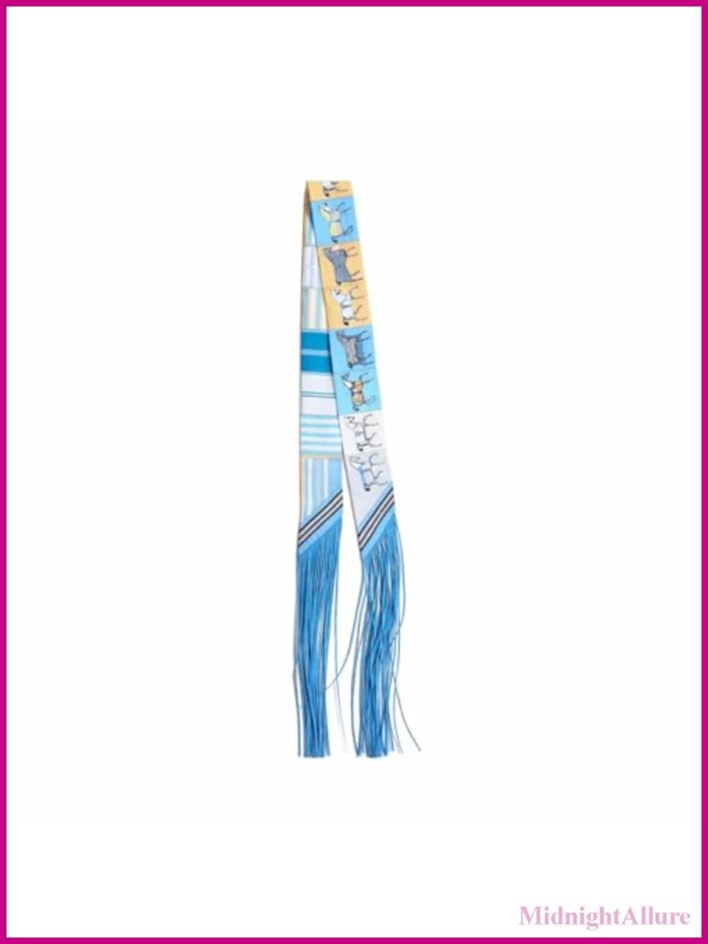 Silk Fringe Skinny Scarf Women Lightweight Woven Hair Neck Handbag Accessory